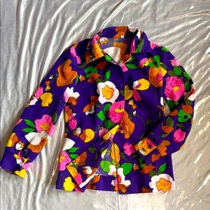 VTG Handmade Vibrant Floral Button-Up Shirt
